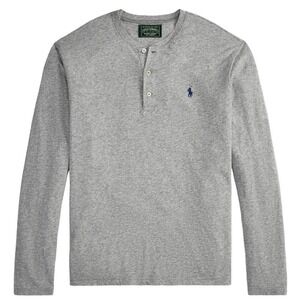 Polo Country Ralph Lauren Classic Fit Grey Henley Shirt XL Cotton Long Sleeve